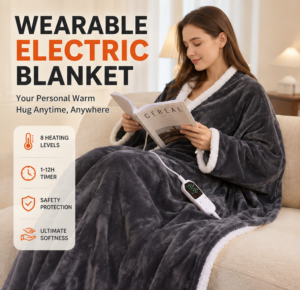 electric wearable blanket with foot pocket