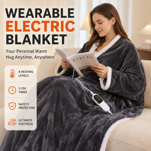 electric wearable blanket with foot pocket