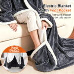 electric wearable blanket with foot pocket