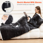 electric wearable blanket with foot pocket