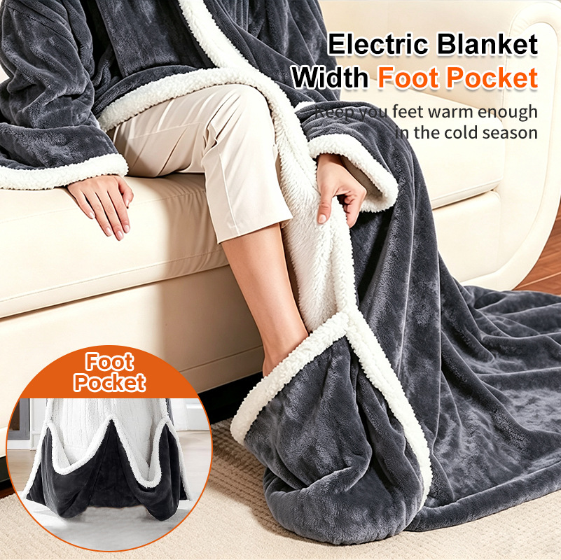 electric wearable blanket with foot pocket 08