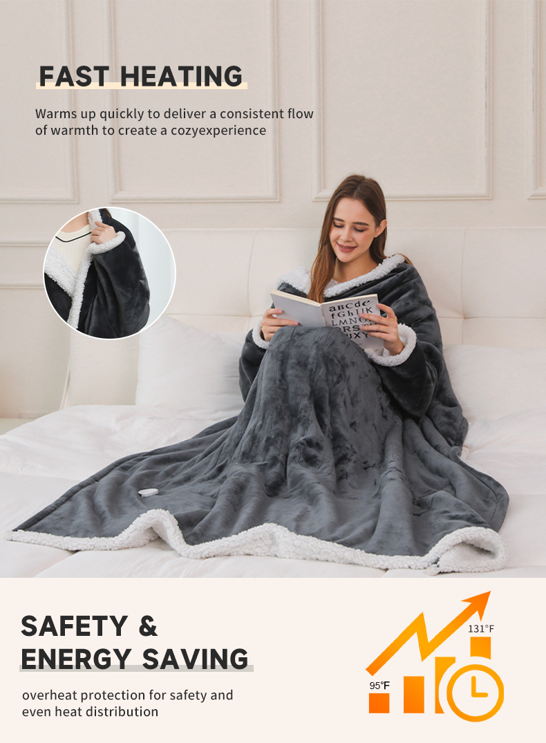 electric wearable blanket with foot pocket 09