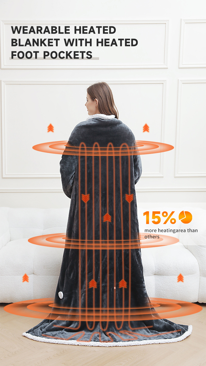 electric wearable blanket with foot pocket 10