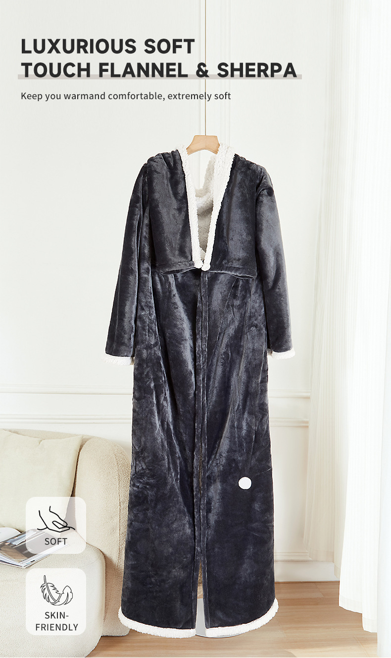 electric wearable blanket with foot pocket 11
