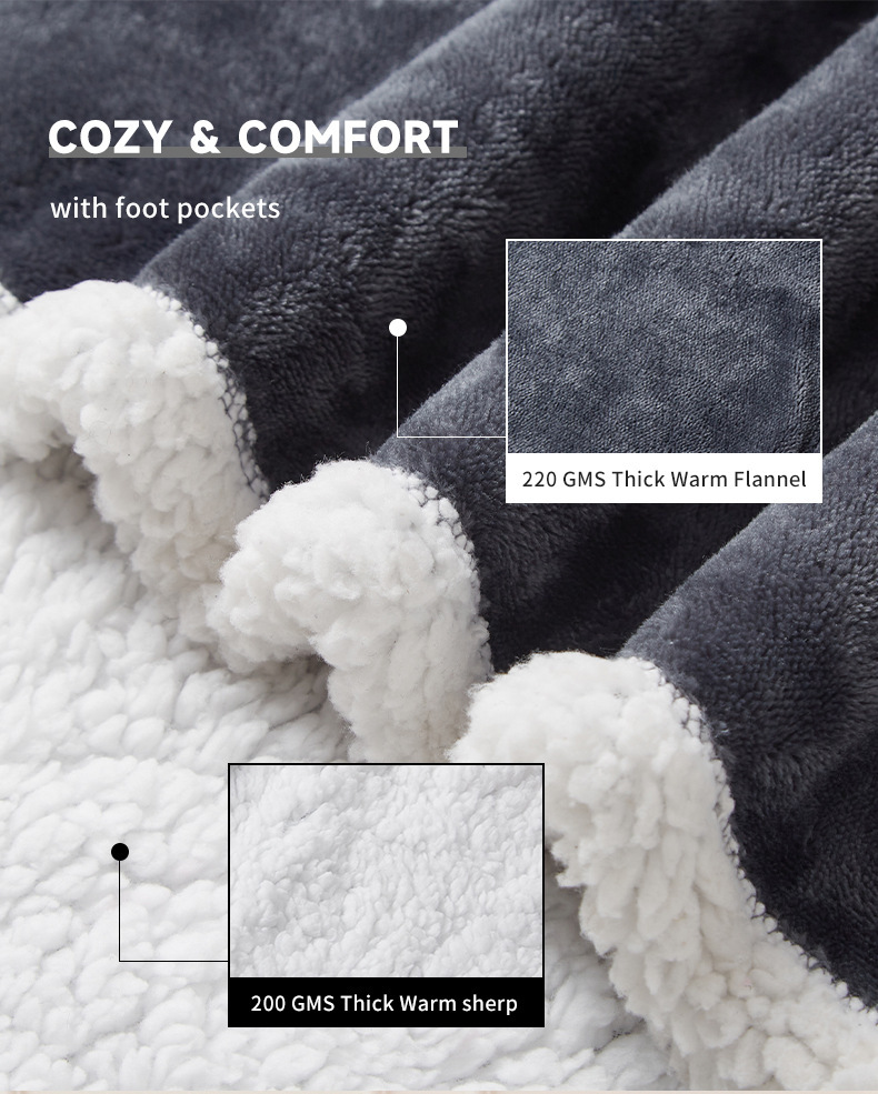 electric wearable blanket with foot pocket 12