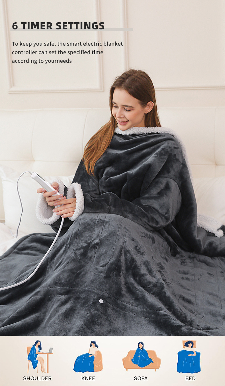 electric wearable blanket with foot pocket 13