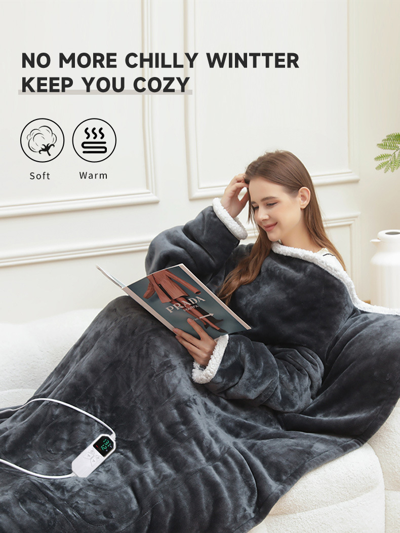 electric wearable blanket with foot pocket 15
