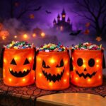 preview led halloween pumpkin light candy buckets