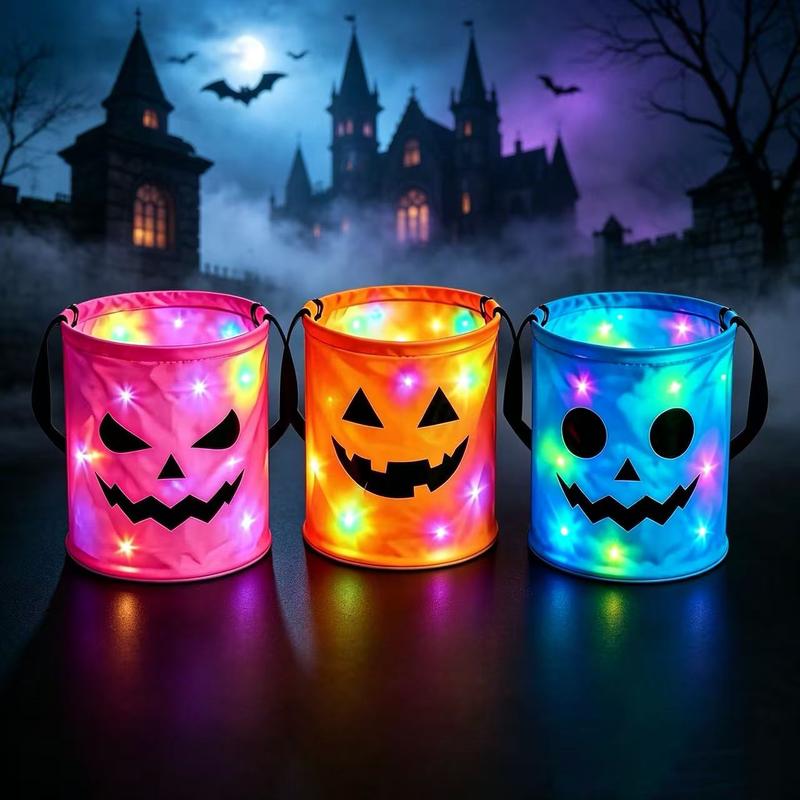 preview led halloween pumpkin light candy buckets