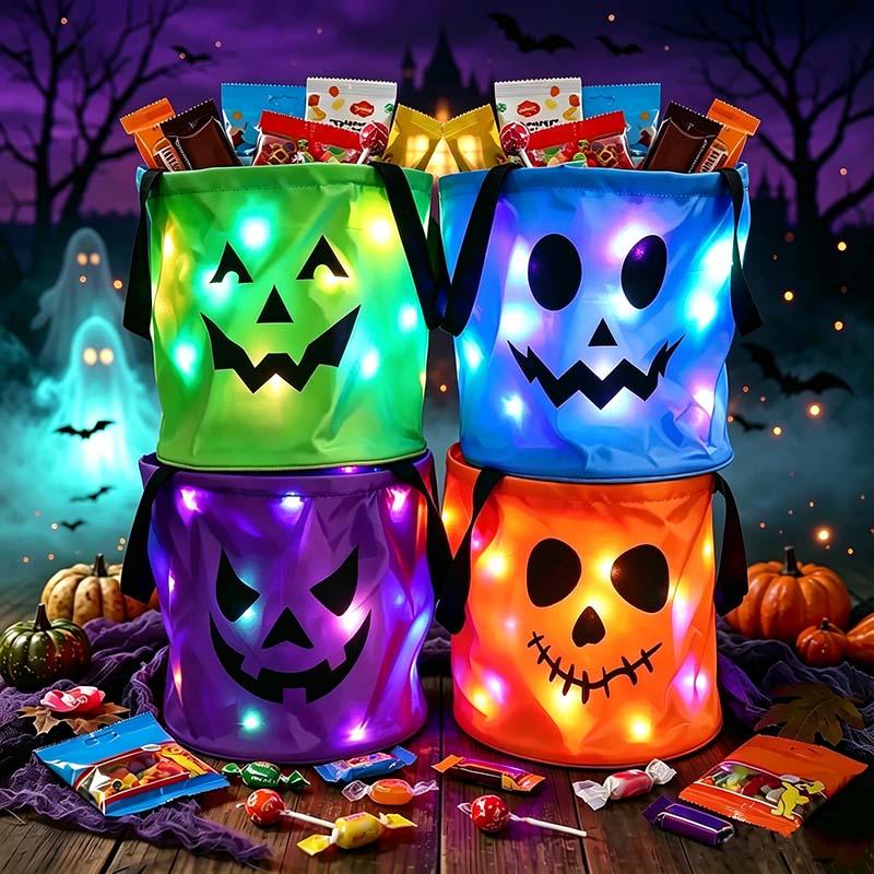 preview led halloween pumpkin light candy buckets